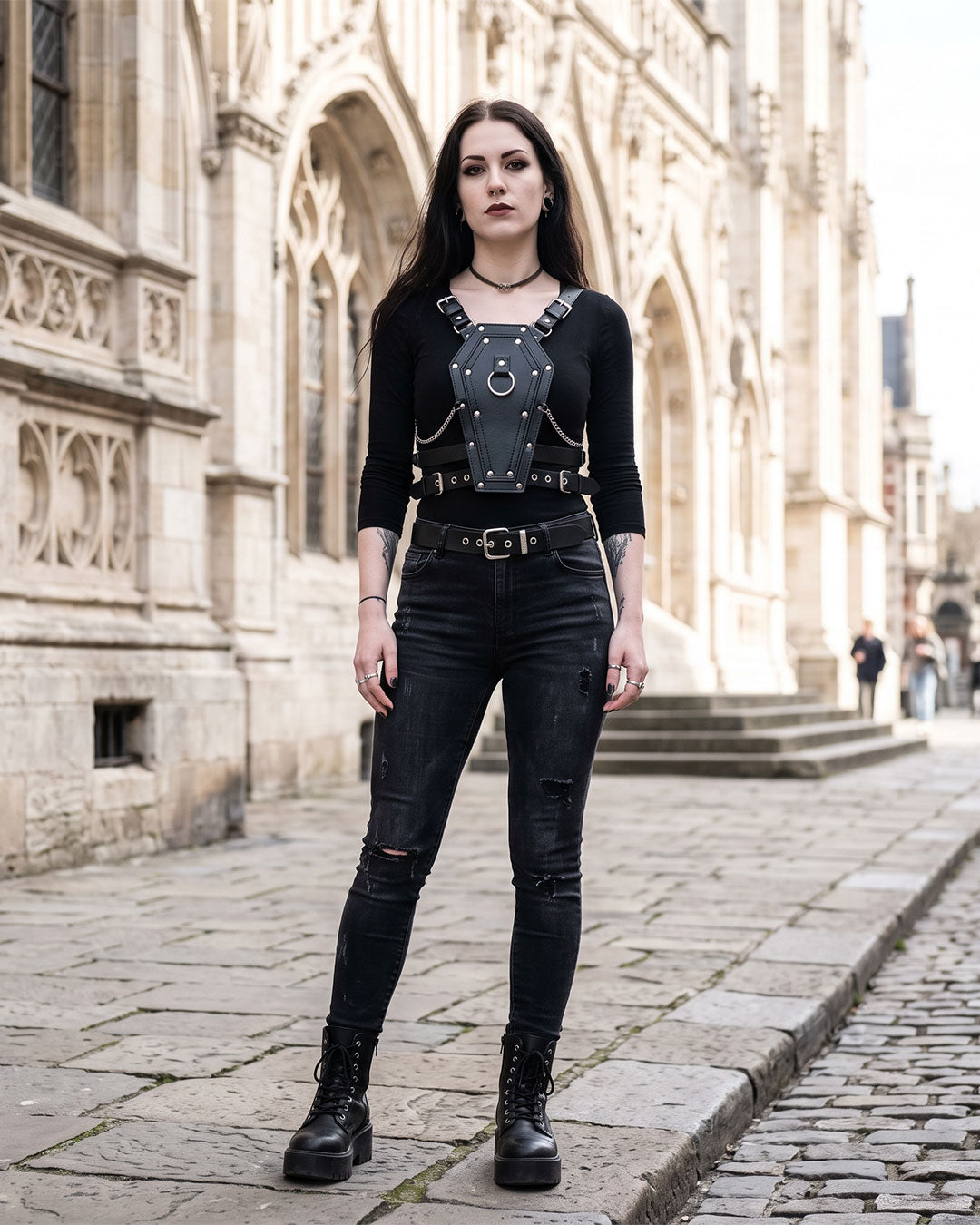 Women’s Gothic Coffin Body Harness with Chains