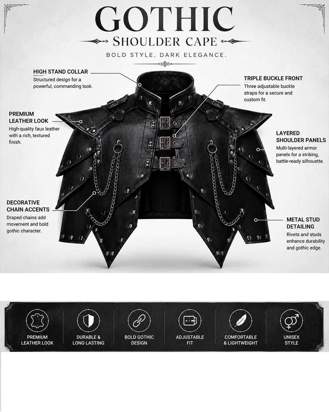 Men’s Gothic Leather Shoulder Cape