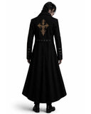 Men's Obsidian Crest gothic long coat with embroidery and structured fit for gothic fashion