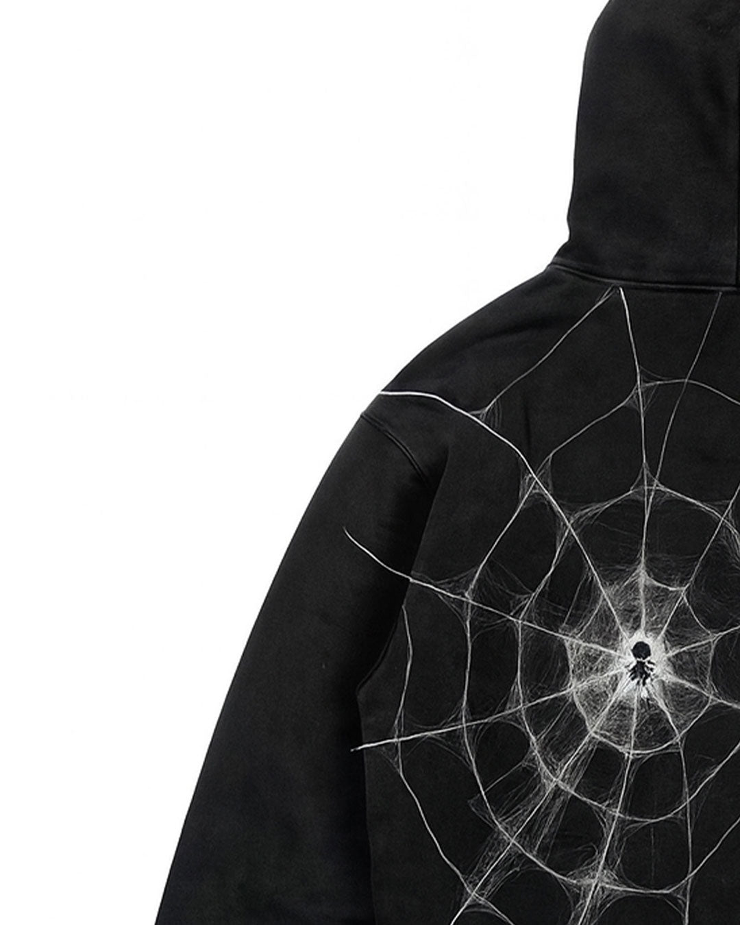 Unisex Gothic Spider Web Hoodie – Black Streetwear Pullover