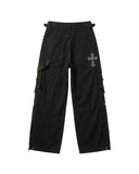 Women's Gothic Black Cargo Pants with Cross Embroidery