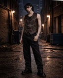 Brown gothic western Star Studded Leather Vest with intricate star and stud details by TRIPPPRS