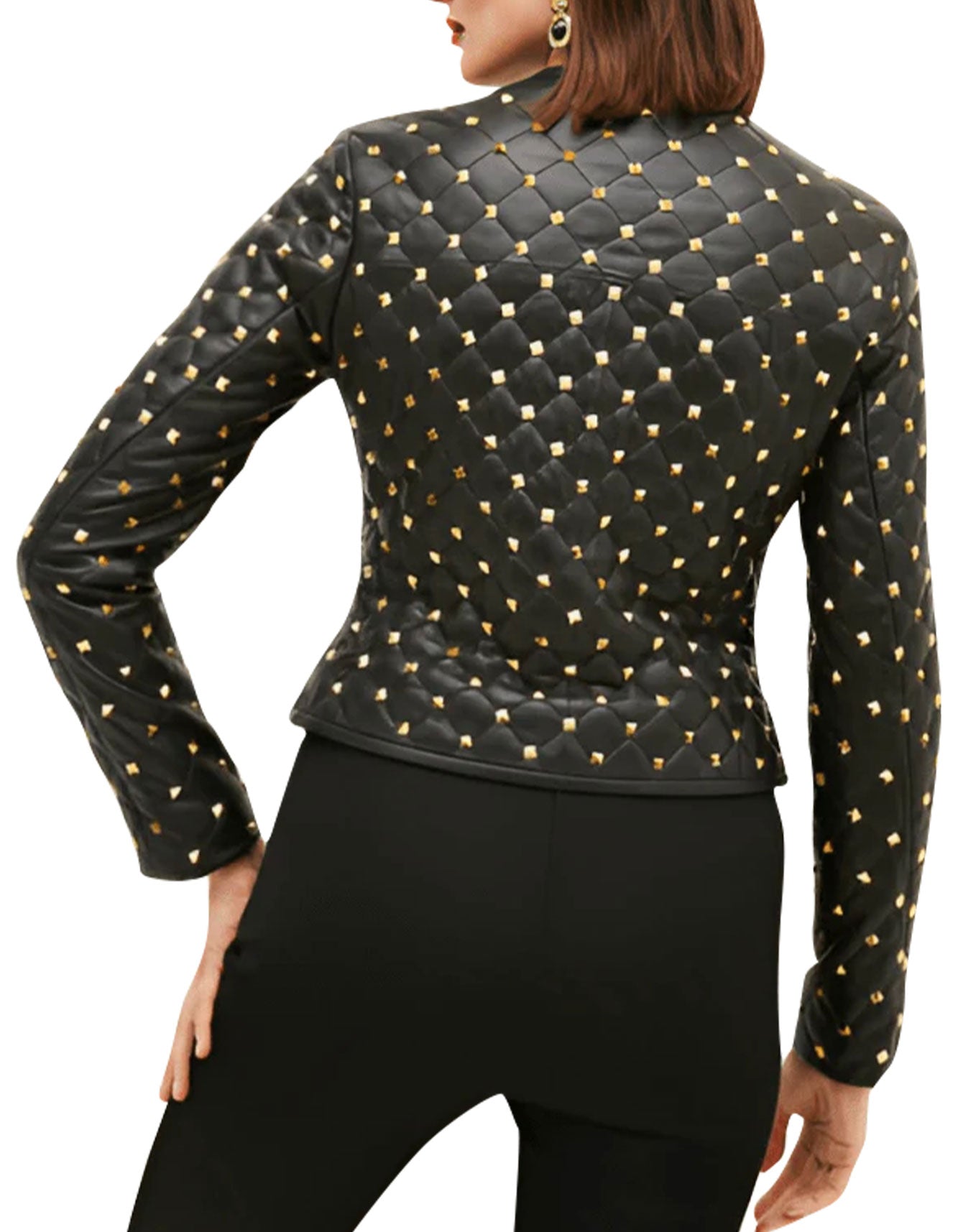 Women Quilted Gold Studded Jacket -  -  - Trippprs