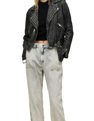 Women's Balfern Studded Leather Biker Jacket -  -  - Trippprs