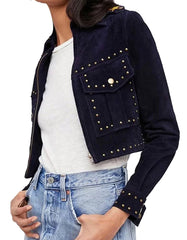 Women’s Cropped Suede Leather Jacket -  -  - Trippprs