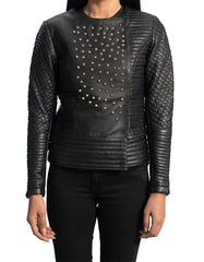 Women's Rock Studded Leather Jacket -  -  - Trippprs