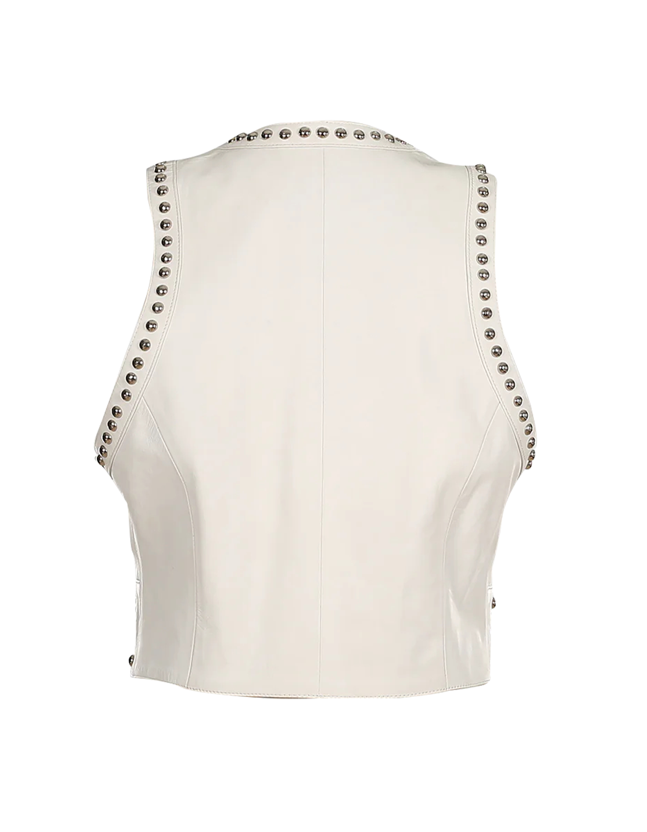 Women's White  Studded Leather Vest -  -  - Trippprs