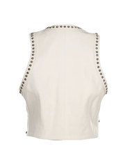 Women's White  Studded Leather Vest -  -  - Trippprs