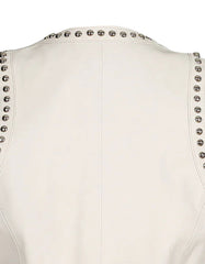 Women's White  Studded Leather Vest -  -  - Trippprs