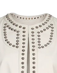 Women's White  Studded Leather Vest -  -  - Trippprs