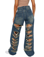 Women's front and back hole ripped jeans -  -  - Trippprs