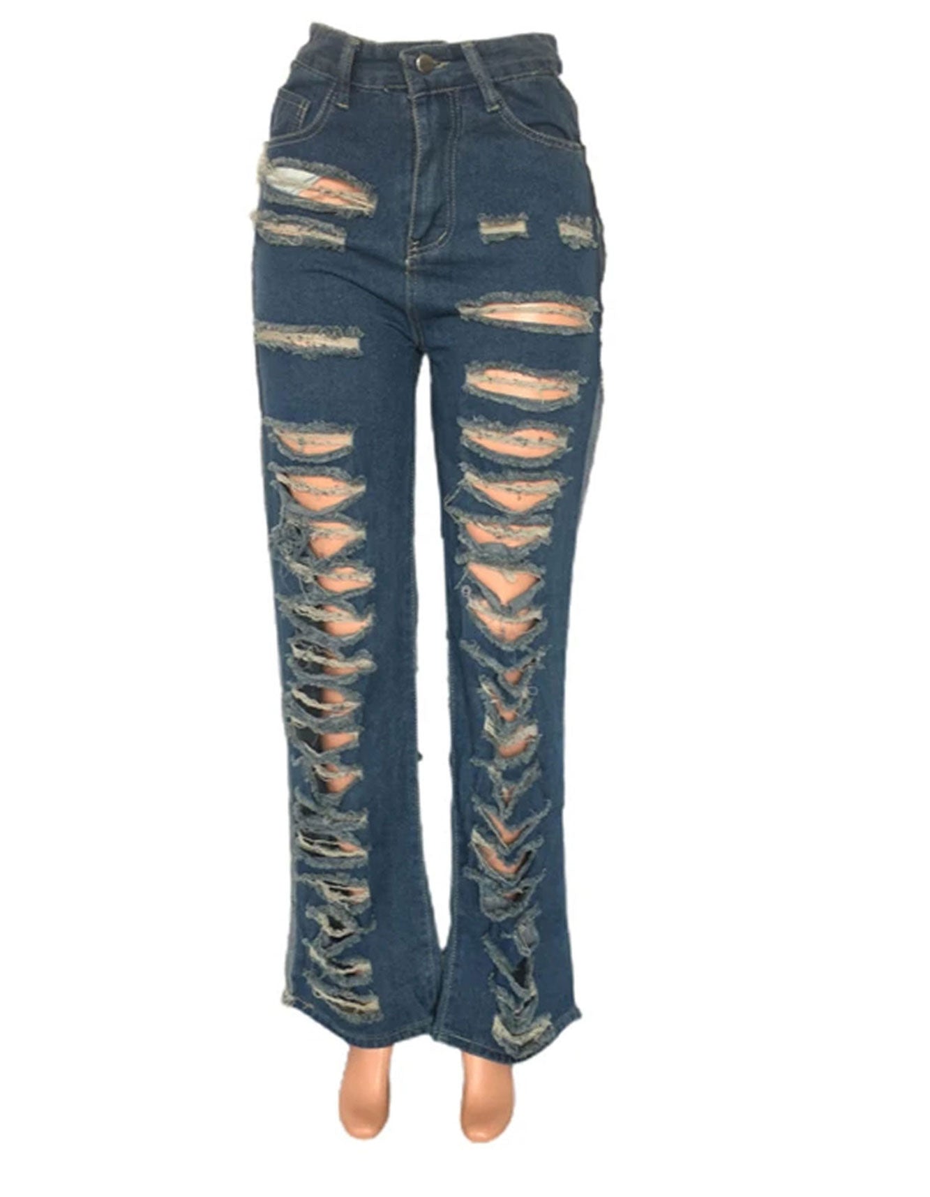 Women's front and back hole ripped jeans -  -  - Trippprs