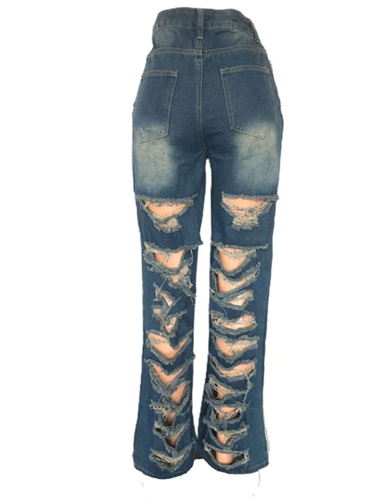 Women's front and back hole ripped jeans -  -  - Trippprs