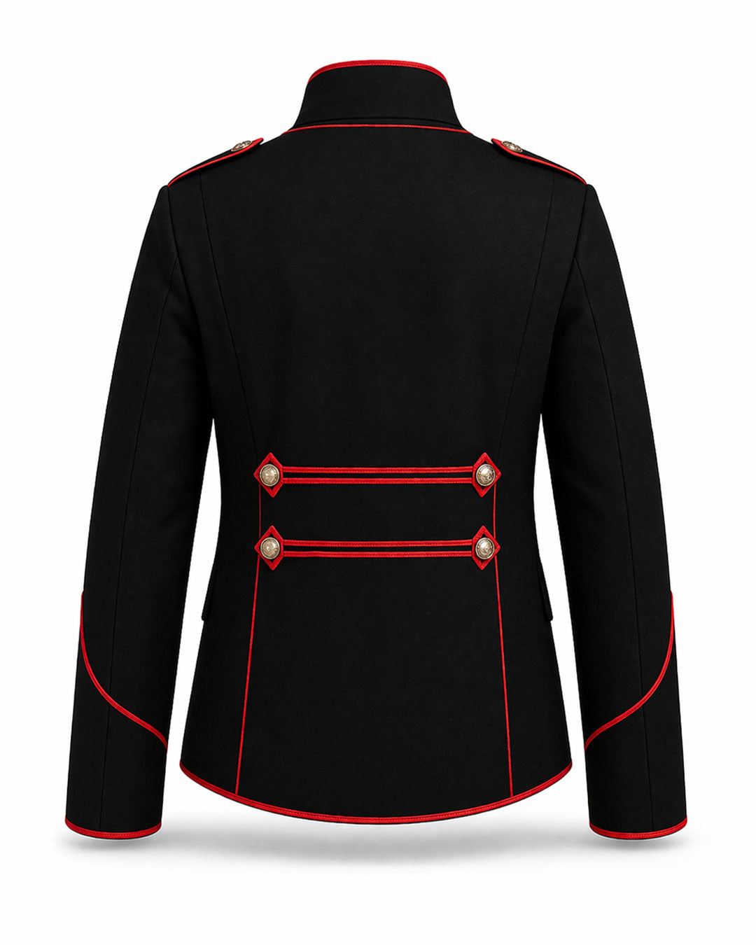Crimson Black & Red Military Jacket