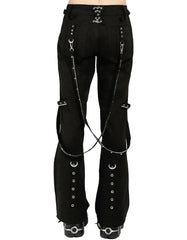Multi Chain Women’s Streetwear Pants – Edgy Gothic Cargo Trousers