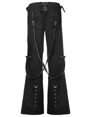 Multi Chain Women’s Streetwear Pants – Edgy Gothic Cargo Trousers