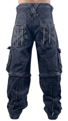 Grey Handmade Cyber Convertible Goth Cargo Pants – Unisex Gothic Streetwear