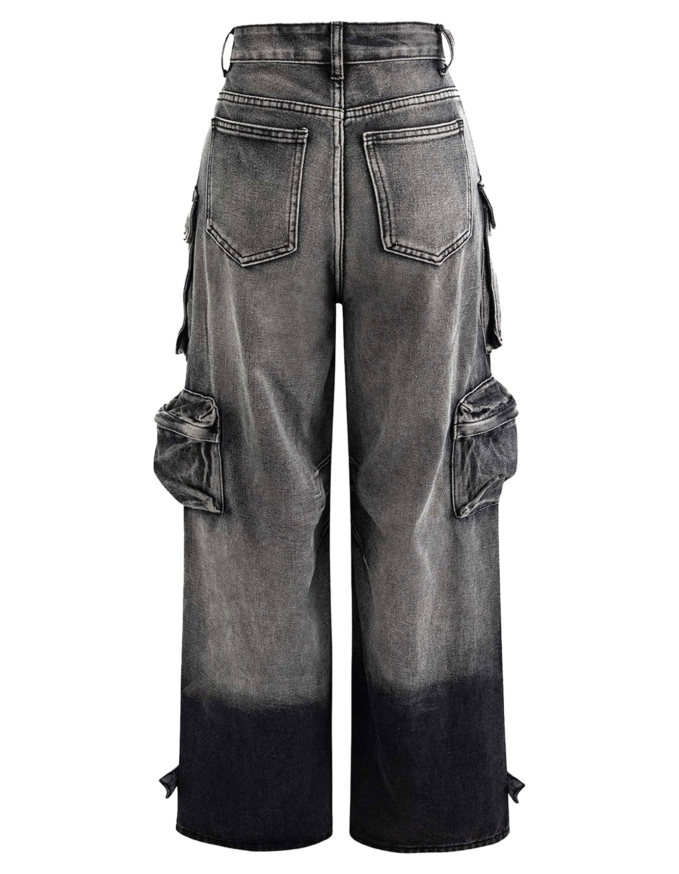 Men Fashion Tie-Dye Wide-Leg Cargo Jeans Y2K Denim Pants