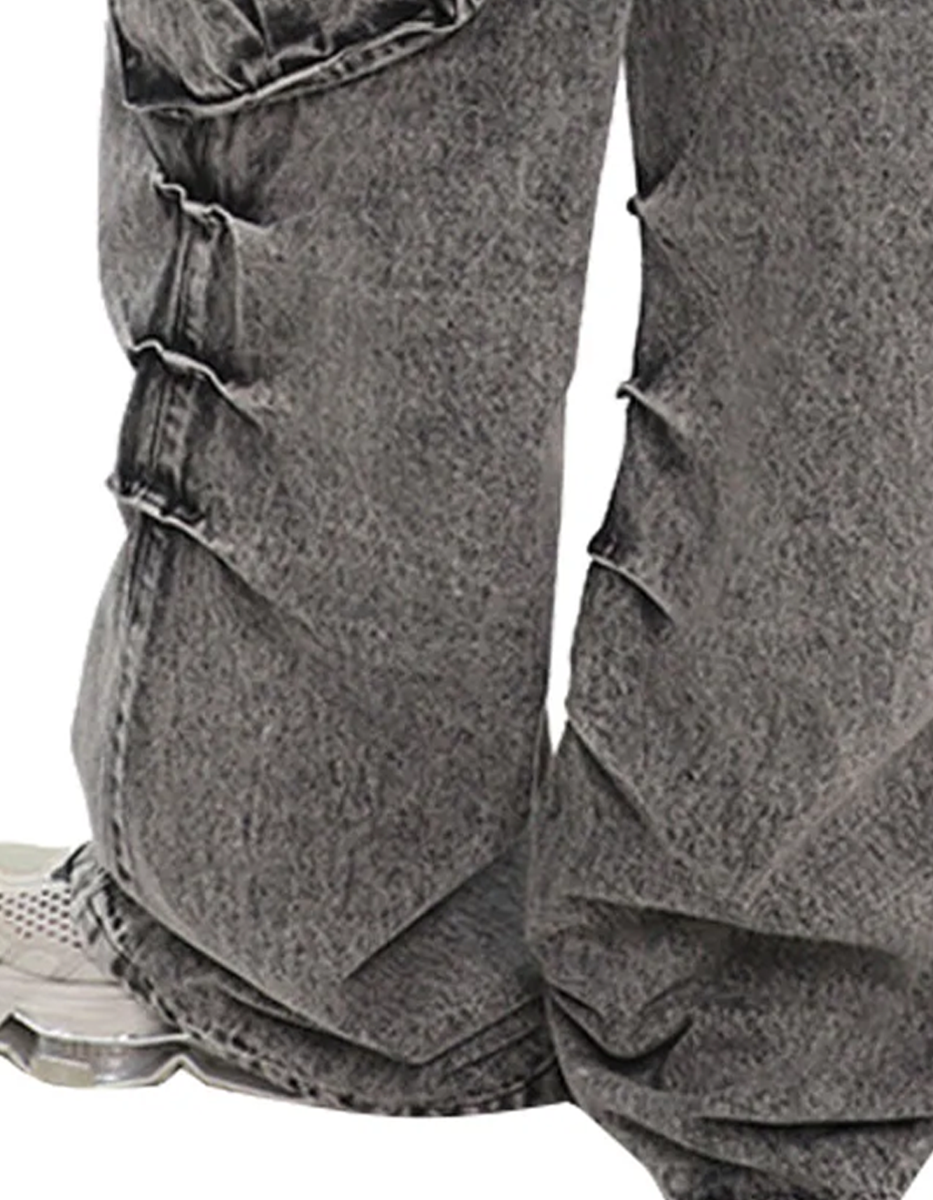 Y2K Unisex Grey Cargo Pants Baggy Jeans Vintage Streetwear Wide Leg Stone Washed Denim Pants