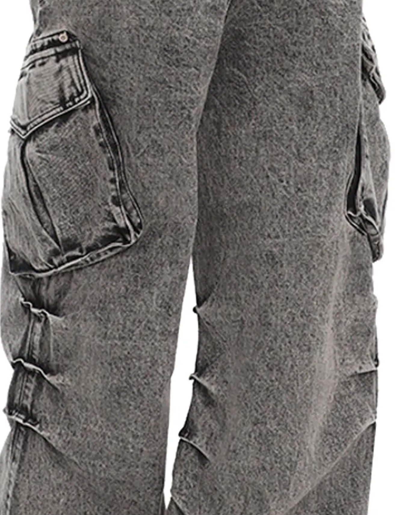 Y2K Unisex Grey Cargo Pants Baggy Jeans Vintage Streetwear Wide Leg Stone Washed Denim Pants