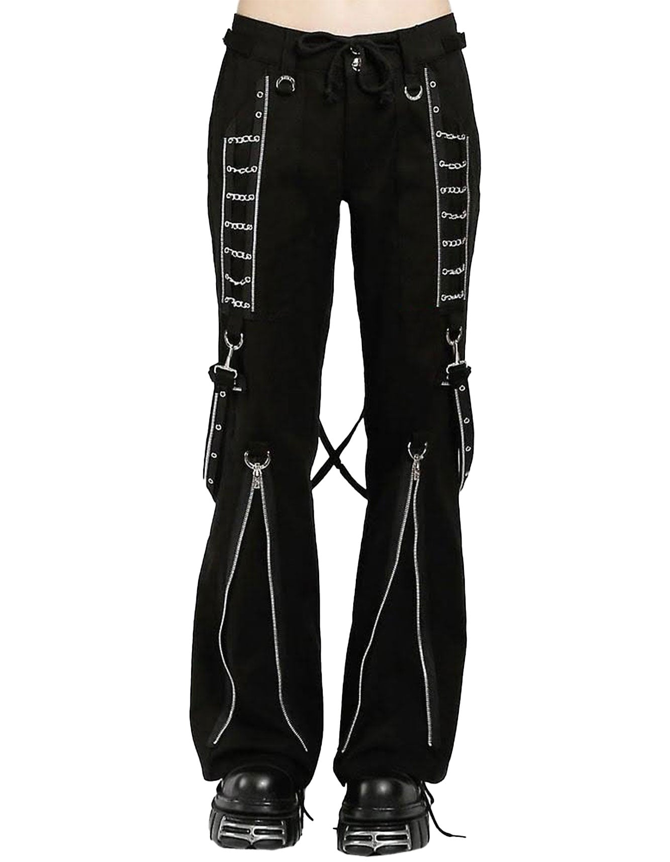 Multi Chain Women’s Streetwear Pants – Edgy Gothic Cargo Trousers