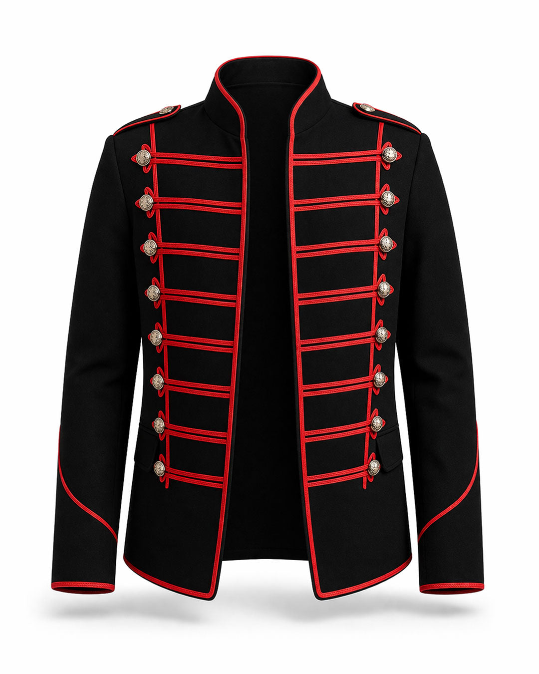 Crimson Black & Red Military Jacket