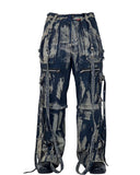 Y2K Bleached Blue Denim Cargo Pants