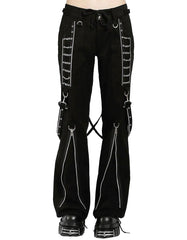 Multi Chain Women’s Streetwear Pants – Edgy Gothic Cargo Trousers
