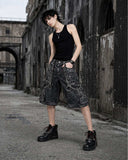 mens grey gothic cargo pants cyber convertible streetwear loose fit