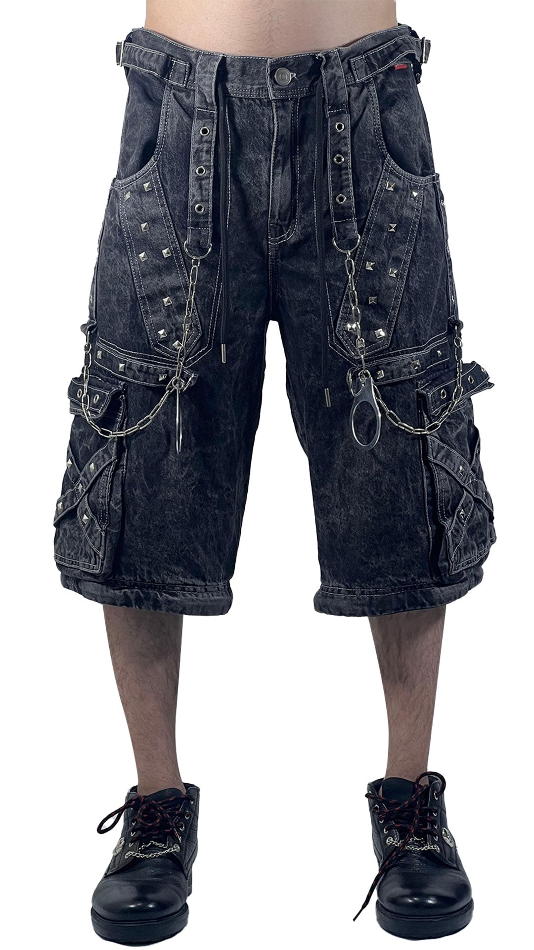 Grey Handmade Cyber Convertible Goth Cargo Pants – Unisex Gothic Streetwear