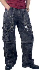 Grey Handmade Cyber Convertible Goth Cargo Pants – Unisex Gothic Streetwear