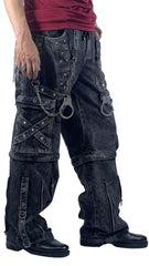 Grey Handmade Cyber Convertible Goth Cargo Pants – Unisex Gothic Streetwear