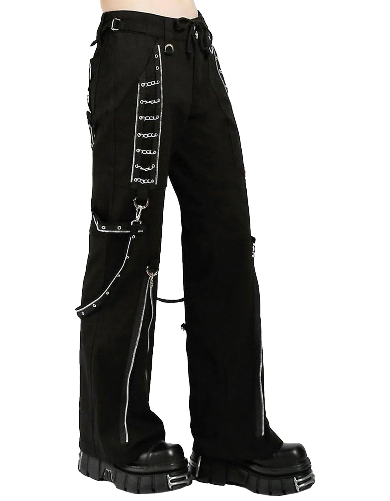 Multi Chain Women’s Streetwear Pants – Edgy Gothic Cargo Trousers