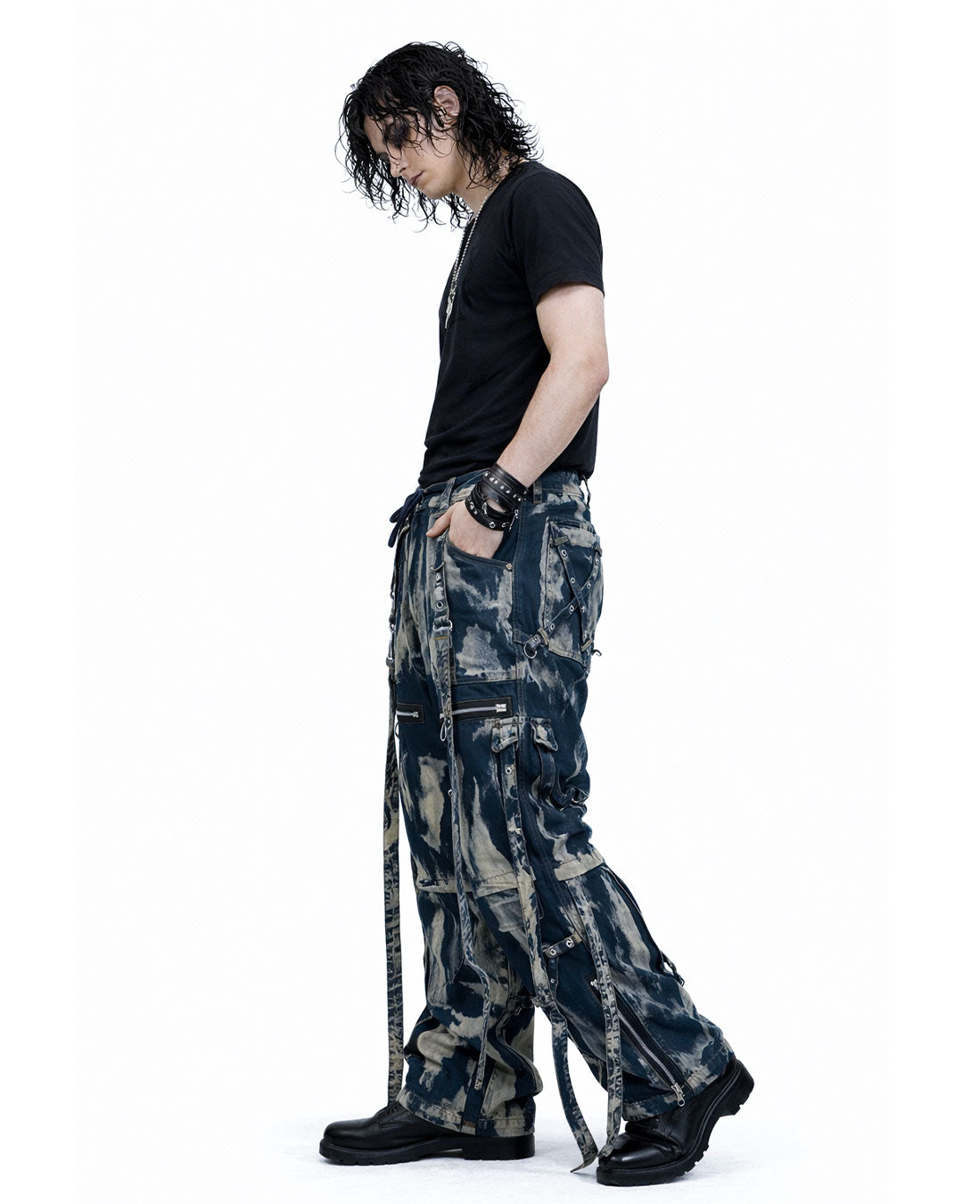 Y2K Bleached Blue Denim Cargo Pants